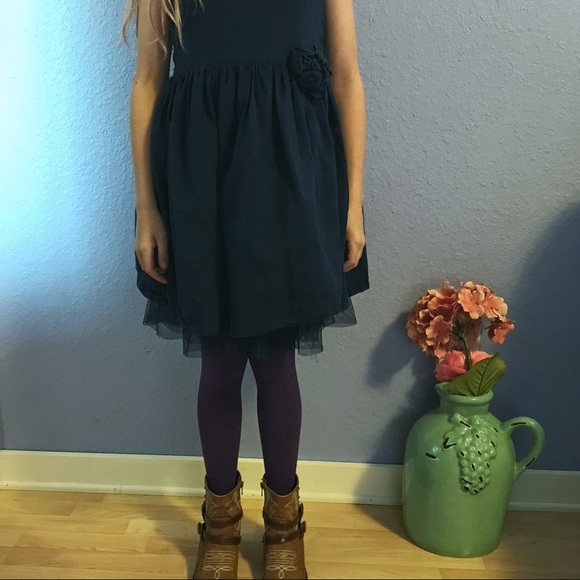 🦋 Classy navy cotton dress with tulle! - Picture 3 of 5